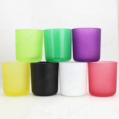 China Home Decor Luminous Best Selling OEM Multicolor Empty Candelabra Frosted Glass Candle Jars For Home Decor for sale