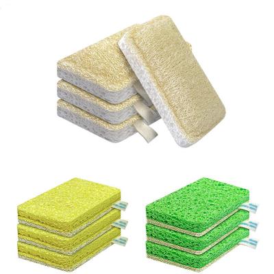 China Kitchen Cleaning Natural Biodegradable Logo Kitchen Wood Pulp Cotton Loofah Dish Sponge Customized Cleaning Cellulose Sponge for sale