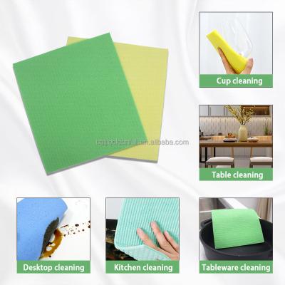 China Factory Product Kitchen Cleaning Cellulose Cloth Wood Pulp Fiber Dishcloth Cellulose Cotton Dish Stocked Sponge Cloths for sale