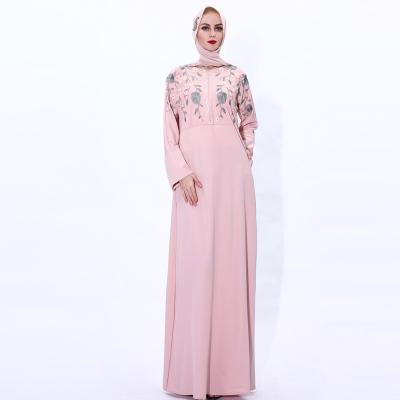 China 2022 New Anti-static Slim Front Zipper Embroidery Muslim Dress Ramadan Long Dress Girl Retro for sale