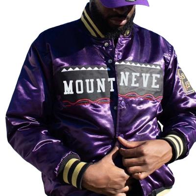 China Custom Made Mens Street Wear Fashion Satin Bomber Jacket Sublimation Printed College Jacket Reversible for sale