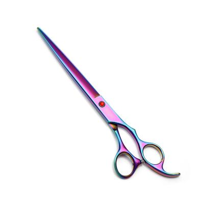 China Thinning Scissors 8 Inch 5 Color Pet Grooming Clipper Color Grooming Clipper High End Handle Cutting Straight Blade Rainbow Coating Pet for sale