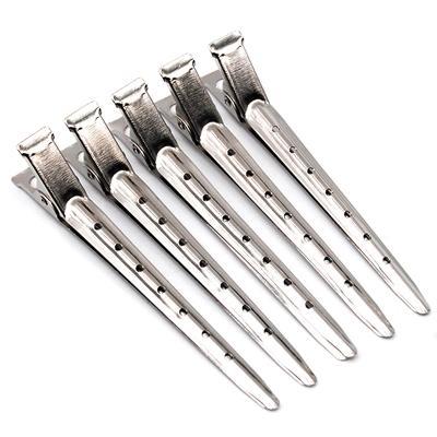 China Salon European and American Simple Crocodile Style Metal Stainless Teeth Sectioning Control Splitting Handle Duck Beak Side Hair Clip for sale