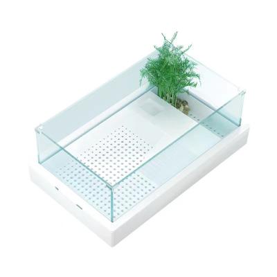 China Reptile Super Simple Pure White Cylinder Glass Reptiles Single Cylinder Reptile Integrated Fish Tank for sale