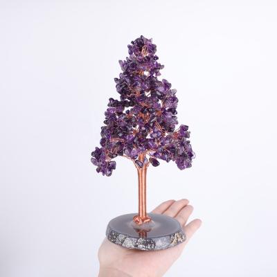 China Hot Sale Natural Lucky Tree Money Tree For Tree Amethyst Quartz Stone Christmas Decoration China Crystal Agate Slice Base Crystal for sale