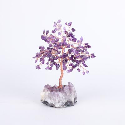 China Real China Amethyst Cluster Stone Core Clusters Healing Handwoven Crystal Tree Amethyst Yarn Crysta Tree For Decoration for sale