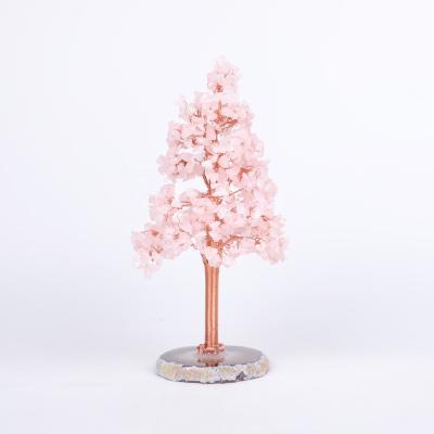 China China Crystal Agate Slice Base Crystal Rose Quartz Stone Natural Lucky Tree Money Tree for Christmas Decoration for sale