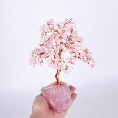 China Wholesale Creative China Cypress Pine Crystal Tree Energy Crystal Crushed Agate Piece Curved Stone Base Opens Desktop Decoration for sale