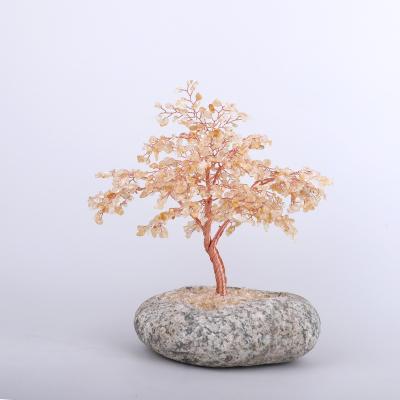 China Natural Mateiral Handcraft the natural citrine decoration of Crystal Copper Handcraft Quart Real Gem Stone Crystal Tree Base top quality for sale