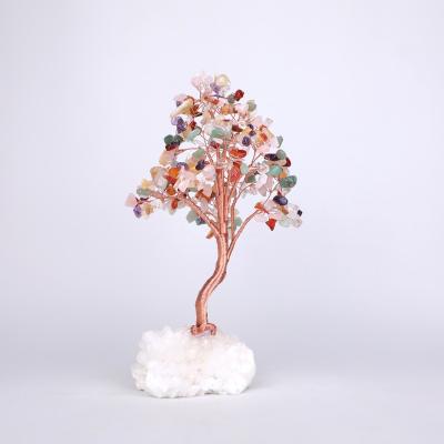 China China Real Stone Tree 7 Branches Chakra Bending Wire Crystal Clusters Base Crysta Tree White For Decoration for sale