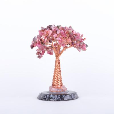 China China Hot Seller Natural Tourmaline Quartz Crystal Tree Agate Slices Crystal Tree For Christmas Decoration for sale