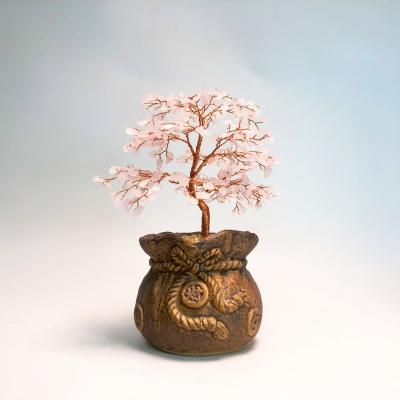 China Bring 2022 Hot Selling Handcrafted Energy Crystal Tree For Decoration Gemstone Tree Gemstone Rose Quartz Lucky Tree Money Ceramic Luck 2022 for sale