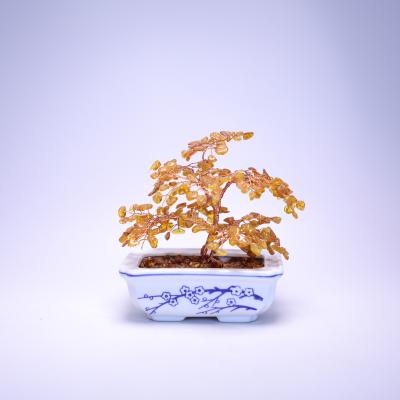 China Feng Shui Natural Amber YELLOW CITRIN Tree Hot Selling Decorative Crystal Gemstone Tree for sale