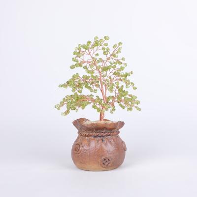 China China Handcraft New Arrival Minority Crystal Ceramic Natural Low Quartz Peridot Gem Money Tree For Home Decorations for sale