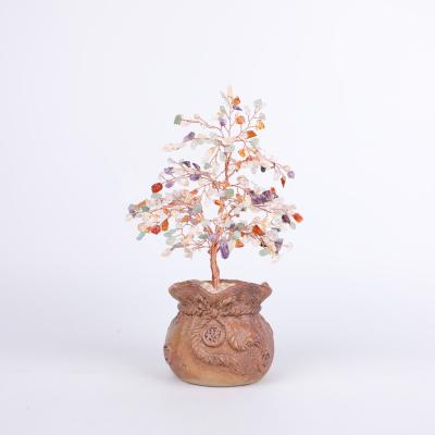 China China New Arrivals Natural Ceramic Crystal Tree Gemstone Gemstone Fortune Tree 7 Chakra Basin Base For Christmas Decoration for sale