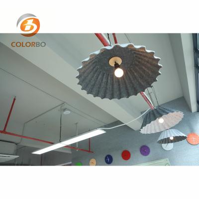 China Highly Efficient Sound Absorption B1 CLASS UMBRELLA LAMP Embossed Acoustic PET Lamp Covering Ceiling for sale