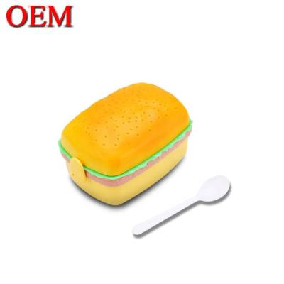 China Cartoon Toy Customized Promotional Lunch Box Double Plastic Hamburger Lunch Box for sale