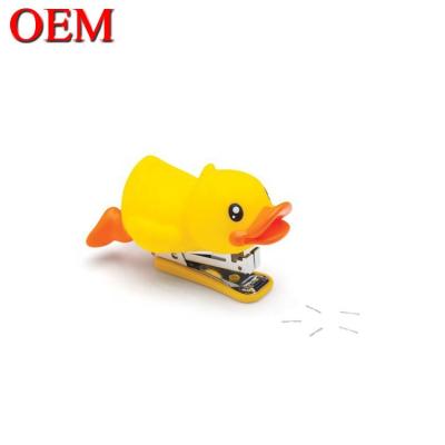 China Custom Cute OEM Animal Plastic Toy School Stapler For Students Duck Cartoon Shape Office Stapler for sale