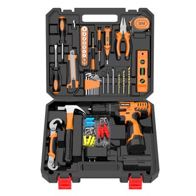 China Hot Sale Household Tool Kit 12V/16.8V/25V Cordless Drill and Power Tool Set Combination Home Kit Daily Repairing Tool Tool Set for sale