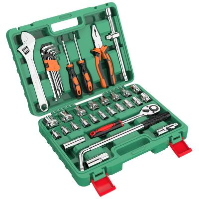 China Auto Repair Tools Car Repair Socket Set Tool Kits Combination Socket Wrench Set With Plastic Tool Box for sale