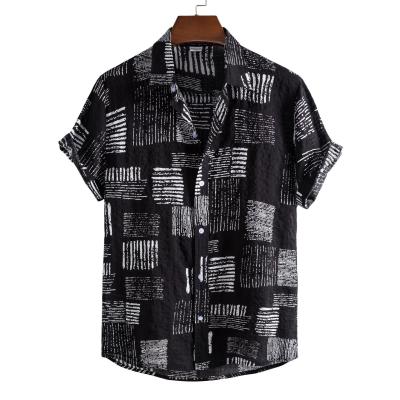 China 2021 New Summer Beach Shirt Men Anti-pilling Cotton Beach Lounge Short Sleeve Shirt for sale