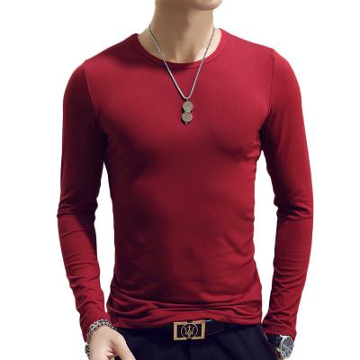 China Others Wholesale Custom Long Sleeve Multicolor Round Neck Pullover Men's Tight T-Shirt for sale