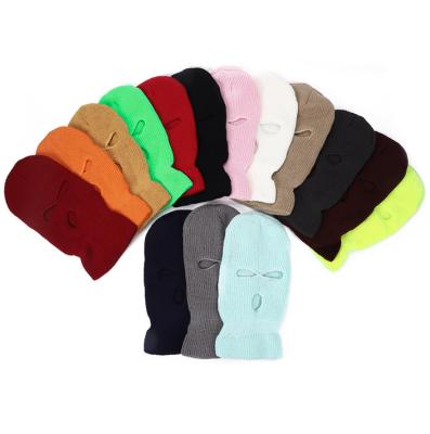 China Custom Logo 3 Holes Balaclava Skullcaps COMMON 3 Holes Beanie Hat Three Holes Winter Outdoor Hats Balaclava Beanies for sale