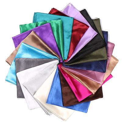 China New Women's Satin-finished Solid Soft Feeling Large Square Satin Small Square Muslim Scarf for sale