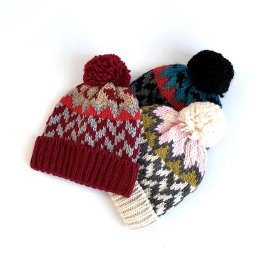 China breathable & Winter Women Christmas Snowflake Knitted Ski Beanie Hat Waterproof Hat for sale