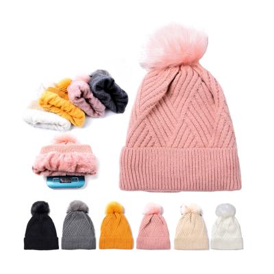 China Fashion COMMON Diamond Pattern Women Thick Warm Fleece Inside Hat Core-spun Girl Beanies Winter Designer for sale