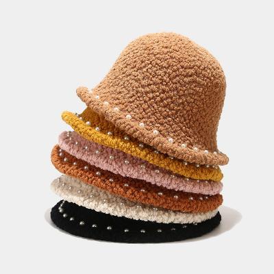 China Fashion \ fluffy soft fisherman Hat solid color plush basin hat woman retro lamb fashionable wholesale comfortable \ durable pearl for sale