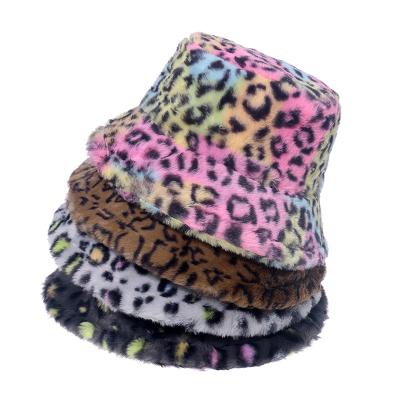 China Fashion \ artificial fur leopard polyester soft bucket hat popular high quality comfortable \ durable bucket hat for sale