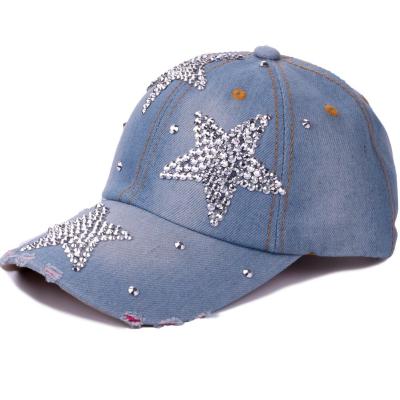 China Customized Women COMMON Rhinestone Star BlingBling Baseball Hat for sale