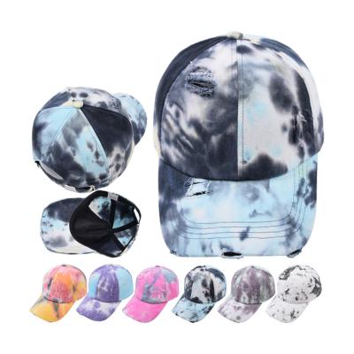 China COMMON Tie Dye Trucker Cap 100% Cotton Baseball Hat Custom Logo Baseball Hat for sale