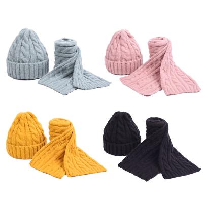 China Fashion \ Wholesale Fur Comfortable \ Durable Pom Hat Kid Knit Acrylic Beanie Kids Scarf Hat Set for sale