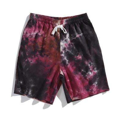 China Breathable Custom Unisex Tie Dye Sweat Cotton Shorts 100% Cotton Mens Tie Dye Sweat Shorts for sale