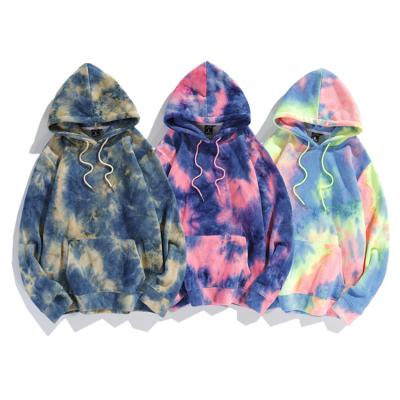 China Custom Logo Sports Streetwear Anti-pilling Tie Dye Hoodie Unisex Cotton Weighted Acid Wash Mens Hoodie Tie Dye Masks Fleece Hoodie for sale