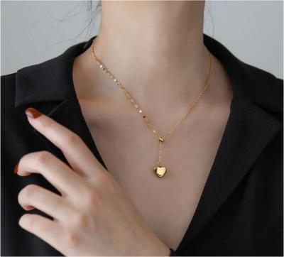 China Fashion Jewelry Lead Free Nickel Free Gold Color Love Heart Charms Choker Pendant Chain Necklaces For Women for sale