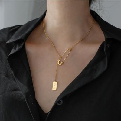 China Lead Free Nickel Free 316L Stainless Steel Vintage Carving Love Tassel Paperclip Chain Necklaces For Women for sale