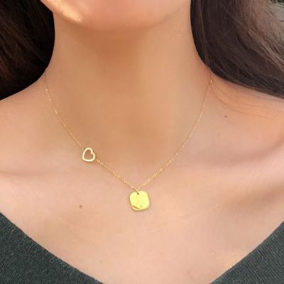 China High Quality Lead Free Nickel Free Stainless Steel Love Heart Charms Choker Lettering Geometric Necklaces For Women for sale