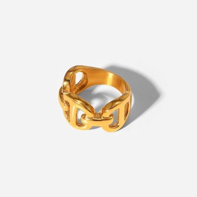 China Vintage 18k Gold Stainless Steel Thick Jewelry Party Gift Hog Nose Buckle Fashionable Wedding Ring For Women Chain for sale