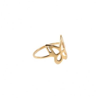 China New Vintage Trendy 18k Gold Plated Jewelry Minimalist Charm Stainless Steel Hollow Butterfly Rings For Women for sale