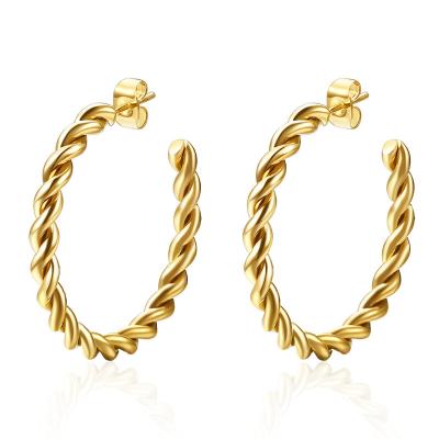 China Wholesale CLASSIC Bohemia Style Big Circle Titanium Alloy Earrings Gold Plated Twisted Circle Jewelry Earrings for sale