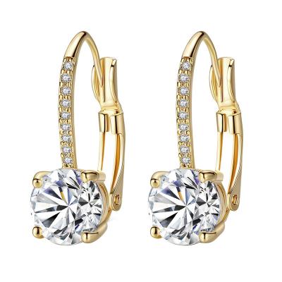 China Wholesale TRENDY gift earrings for women round white Zircon stud earrings copper silver plated earrings for sale