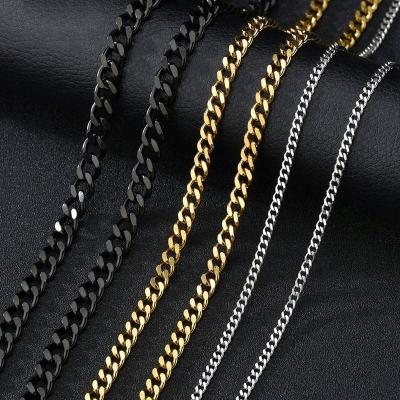 China Hot-Selling Cuban Link Chain Chokers Stainless Steel Base Punk Necklace For Women Men Vintage Black Gold Tone Solid Metal for sale