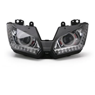 China Motorcycle Accessories Plastic Angel Eye LED Headlight Assembly For Kawasaki 300 ZX6R ZX6R 13-16 NINJA 250 for sale