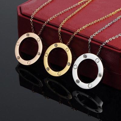 China Trendy Luxury Designer Gypsophila Necklace Women Around Cakes 316L Stainless Steel Fashion Jewelry Charm Love Screw Pendant Necklace for sale