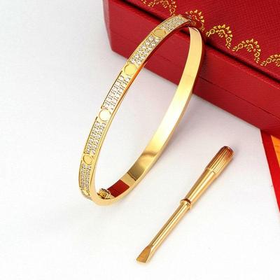 China Wholesale Gypsophila Diamond Couple Bangle Women 316L Stainless Steel Fashion Charm Love Screwdriver Trendy Designer Bangle for sale