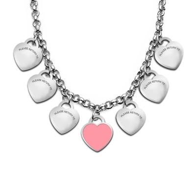 China Wholesale Fashion Charm Necklace Women Valentine Christmas Day 316L Stainless Steel Couples Seven Heart Necklace Luxury Designer Punk for sale