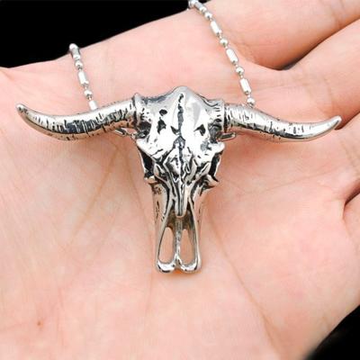 China Wholesale Necklace Jewelry 2022 Retro Version Bull Head Hip Hop Stainless Steel Necklace Bone Korean Punk Pendant Animals New for sale